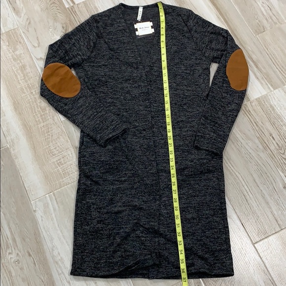 Charcoal Gray Cardigan with Brown Elbow Patch - Picture 6 of 8